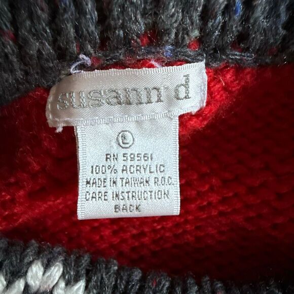 Susann D Nordic sweater womens size large red gray holidays skiing lodge winter - Picture 7 of 10